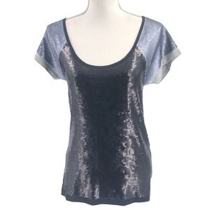 Victorias Secret Womens Size Small All-Over Sequin Baseball Tee Shirt  Scoopneck
